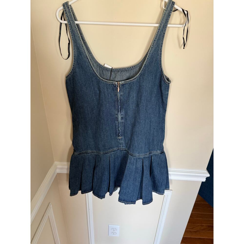 New With Tags Medium Wash Denim Pleated Dress Country Summer Preppy ZARA TRF - Picture 5 of 11